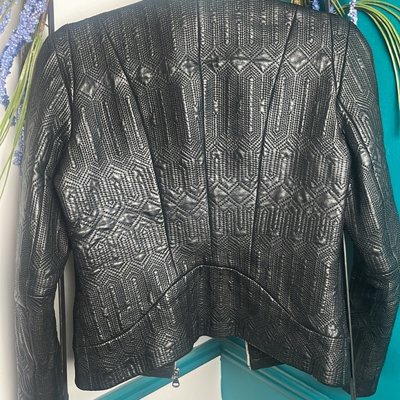 Uterqüe Black Quilted black sheep skin leather jacket size S - Picture 8 of 10